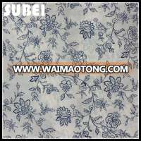 12MM Wholesale wide silk cotton fabric,printed small blue flower mulberry silk cotton blend fabrics